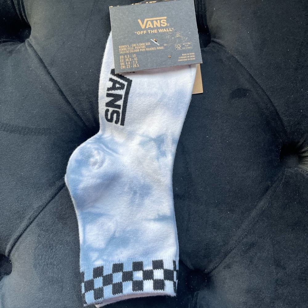 Vans new ankle socks tie dye blue n white fits women size 6-10